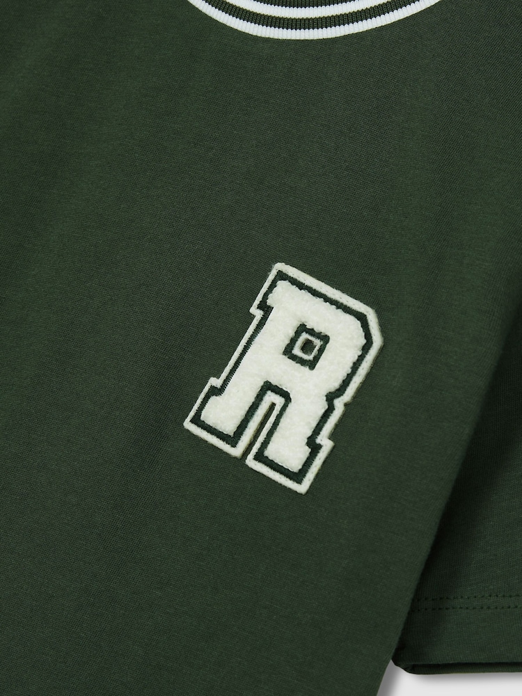 Reiss Green Palmers 9-13 yrs Cotton Letter-Patch T-Shirt - Image 4 of 4