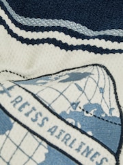 Reiss Navy/Airforce Blue/White Mitchell Chenille Airlines Embroidery Shirt - Image 4 of 4
