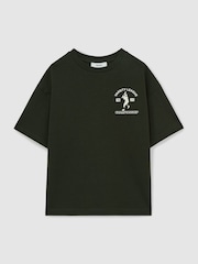 Reiss Forest Green Zito 3-9 yrs Cotton Varsity-League T-Shirt - Image 2 of 4