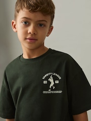 Reiss Forest Green Zito 3-9 yrs Cotton Varsity-League T-Shirt - Image 3 of 4