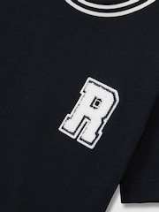 Reiss Navy Palmers 3-9 yrs Letter Patch 100% Cotton T-Shirt - Image 4 of 4