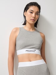 Reiss Grey Melange Cloud McLaren F1 Team Ribbed Cropped Vest - Image 1 of 7