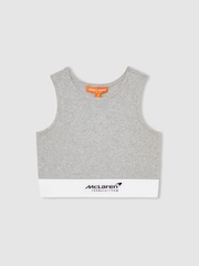Reiss Grey Melange Cloud McLaren F1 Team Ribbed Cropped Vest - Image 2 of 7