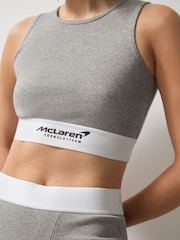 Reiss Grey Melange Cloud McLaren F1 Team Ribbed Cropped Vest - Image 3 of 7