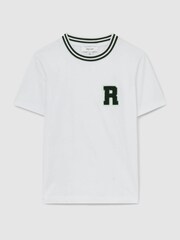 Reiss White Palmers 9-13 yrs Cotton Letter-Patch T-Shirt - Image 2 of 4