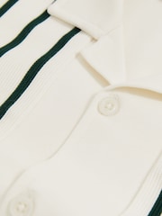 Reiss Off White/Green Chaplin 9-13 yrs Stripe Cuban Collar Shirt - Image 4 of 4