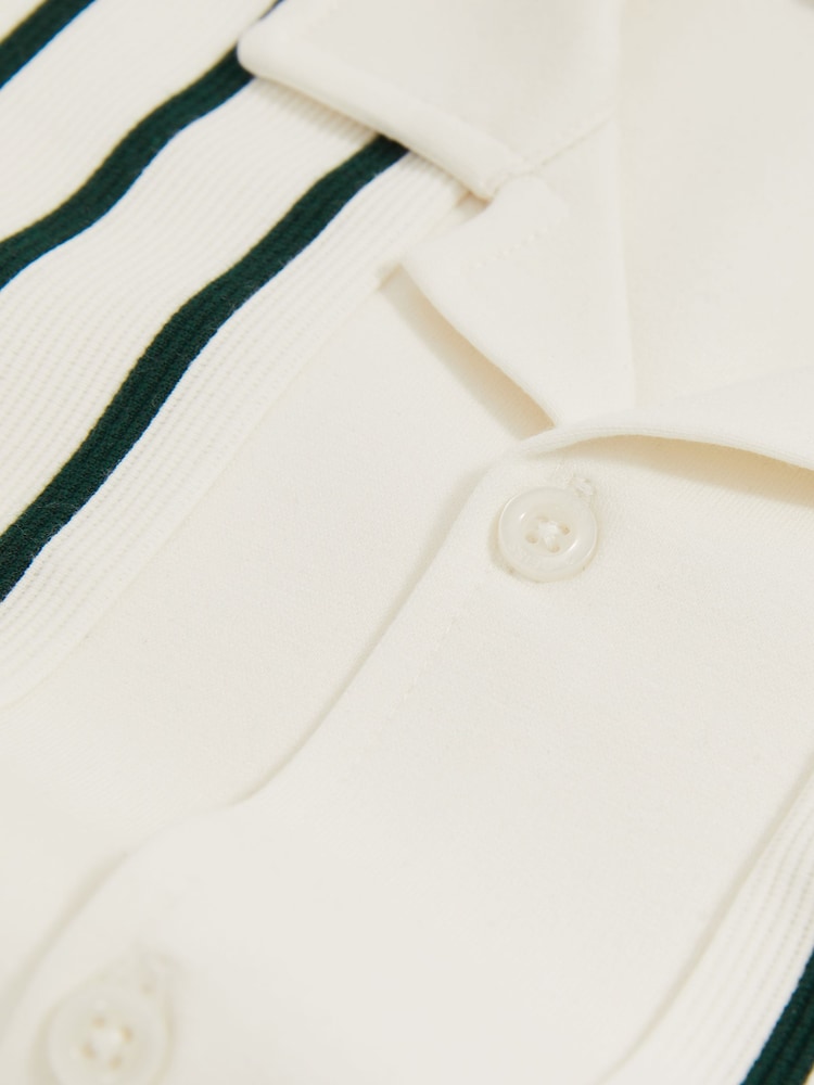 Reiss Off White/Green Chaplin 9-13 yrs Stripe Cuban Collar Shirt - Image 4 of 4