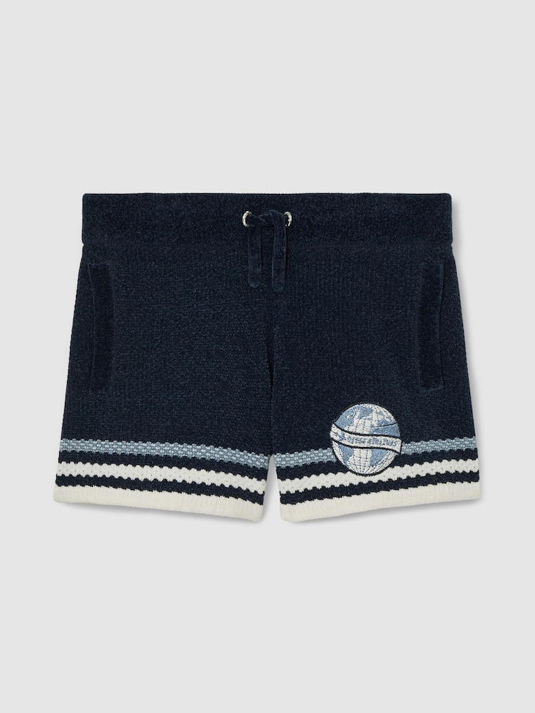 Navy/Airforce Blue/White - Reiss Pete Chenille Airlines Embroidery Shorts - صورة 2 من 4