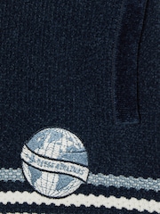Navy/Airforce Blue/White - Reiss Pete Chenille Airlines Embroidery Shorts - صورة 4 من 4