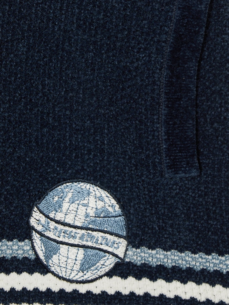 Navy/Airforce Blue/White - Reiss Pete Chenille Airlines Embroidery Shorts - صورة 4 من 4