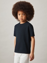 Reiss Navy Honor 3-9 yrs Cotton Crew-Neck T-Shirt - Image 3 of 4