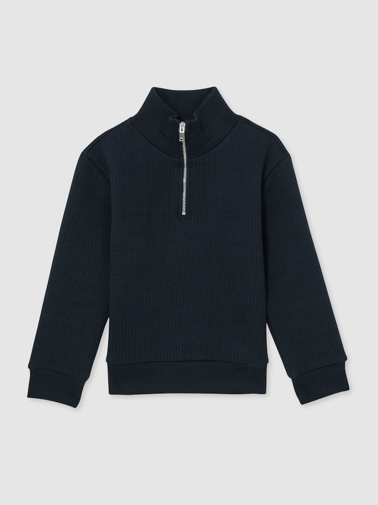 Reiss Ashby Cotton-Blend Half-Zip Funnel-Neck Jumper - Imagen 1 de 4