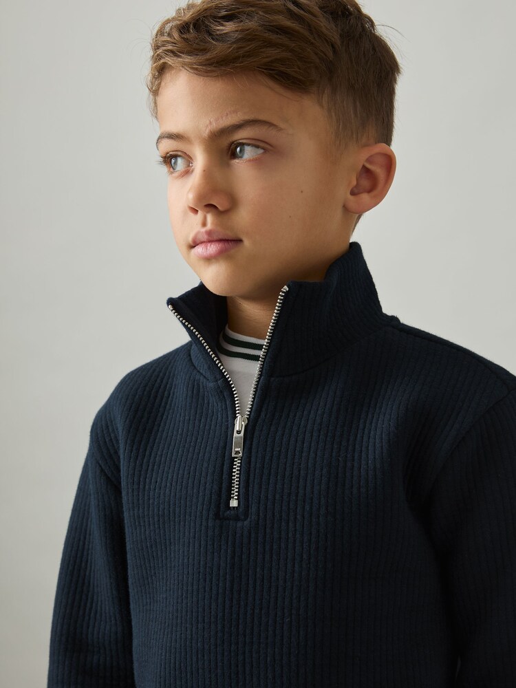 Reiss Ashby Cotton-Blend Half-Zip Funnel-Neck Jumper - Imagen 2 de 4