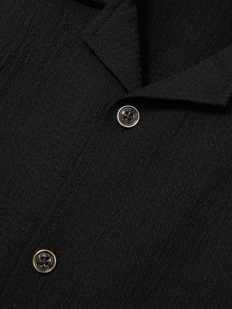 Reiss Black Hunt 9-13 yrs Textured Cuban Collar Shirt - Image 4 of 4 Reiss Black Hunt 9-13 yrs Textured Cuban Collar Shirt - Image 4 of 4
