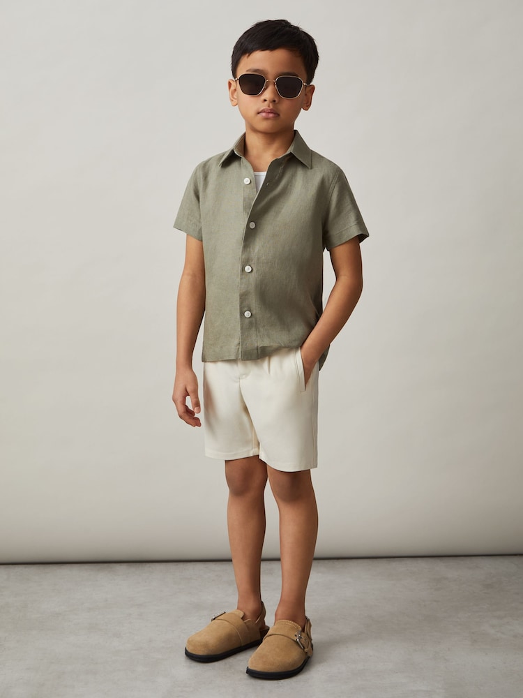 Reiss Thyme Green Holiday Short-Sleeve Shirt - Image 1 of 4