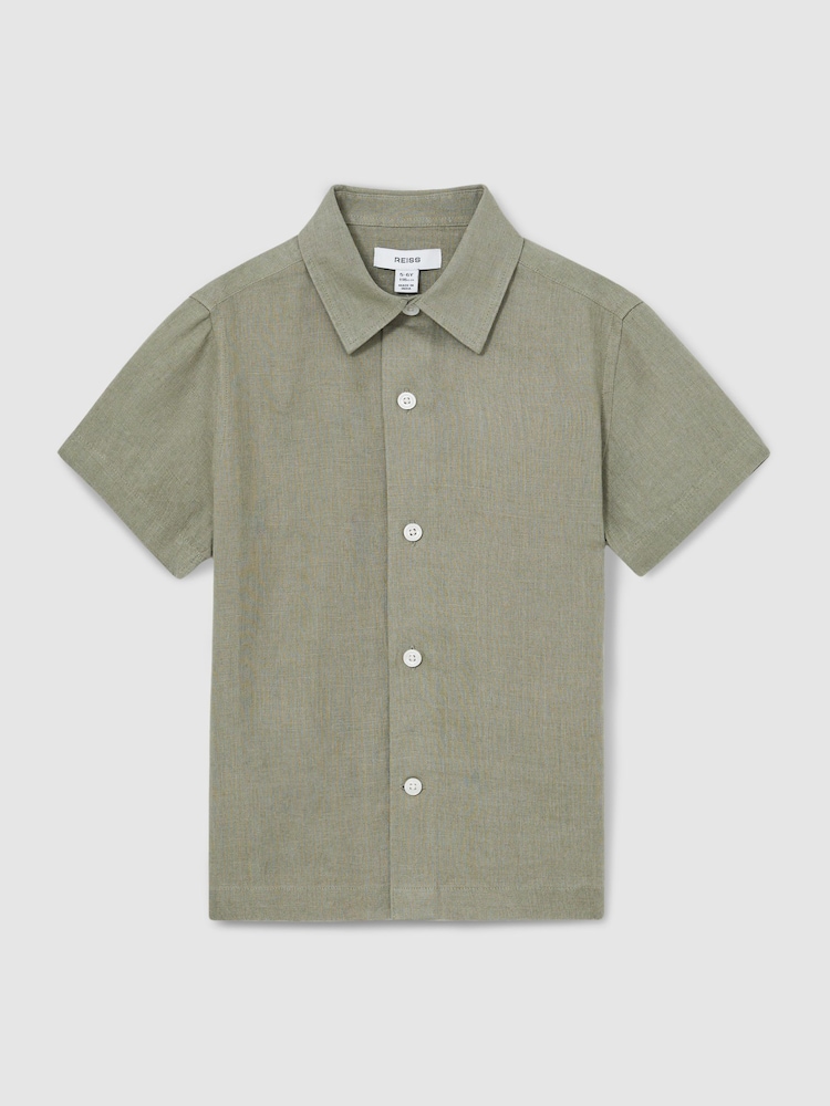 Reiss Thyme Green Holiday Short-Sleeve Shirt - Image 2 of 4