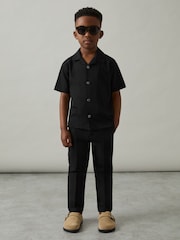 أسود - قميص مزركش بياقة كوبان Hunt من Reiss - صورة 1 من 4