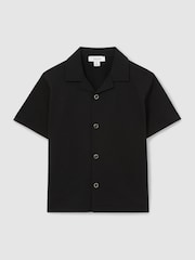 أسود - قميص مزركش بياقة كوبان Hunt من Reiss - صورة 2 من 4