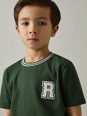 Reiss Green Palmers 3-9 yrs Letter Patch 100% Cotton T-Shirt - Image 3 of 4