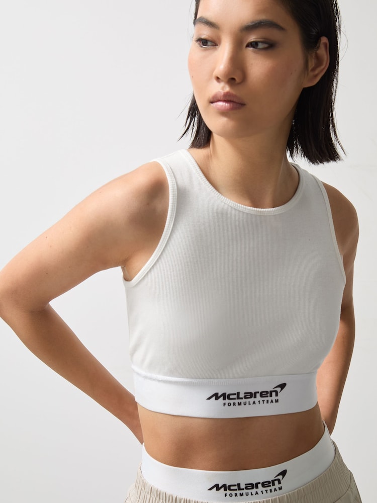 Reiss White Cloud McLaren F1 Team Ribbed Cropped Vest - Image 1 of 6