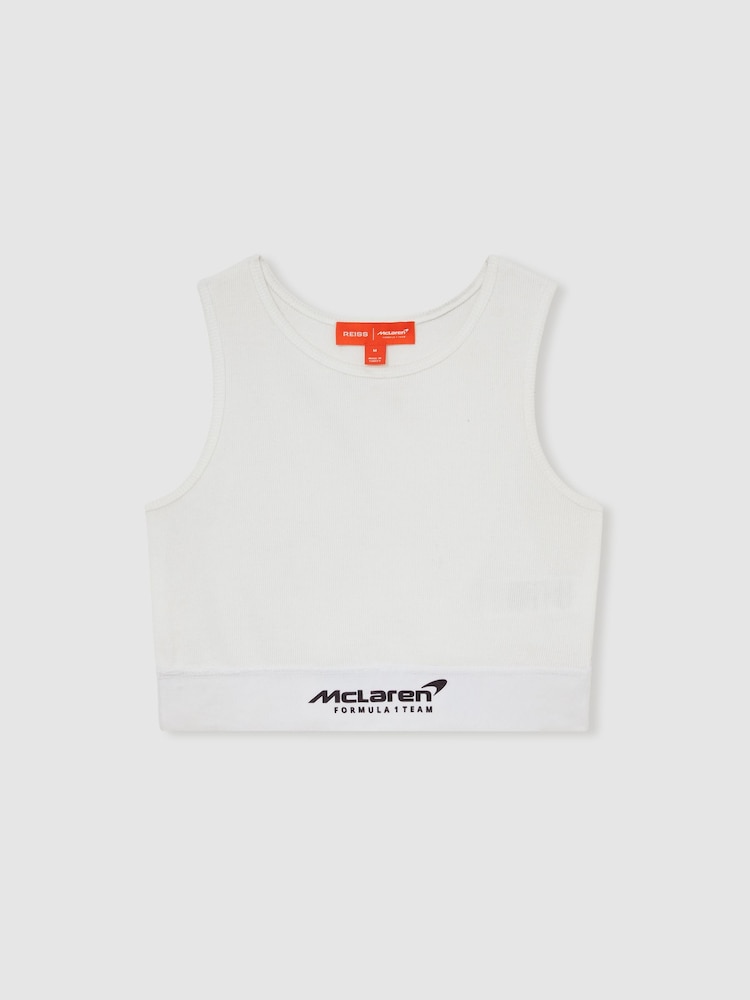 Reiss White Cloud McLaren F1 Team Ribbed Cropped Vest - Image 2 of 6