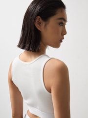 Reiss White Cloud McLaren F1 Team Ribbed Cropped Vest - Image 4 of 6