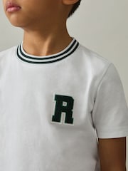 Reiss White Palmers 3-9 yrs Letter Patch 100% Cotton T-Shirt - Image 3 of 4
