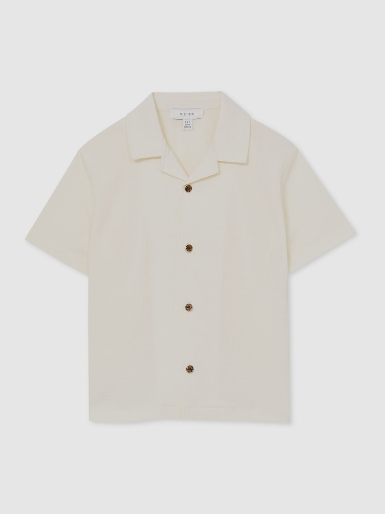 Off White - قميص مزركش بياقة كوبان Hunt من Reiss - صورة 2 من 4