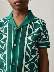 Verde/blanco - Reiss Edmonds Abstract-Pattern Towelling Shirt - Imagen 4 de 5