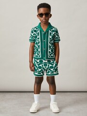 Reiss Green/White Vounder Abstract-Pattern Towelling Shorts - Image 2 of 5