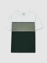 Reiss Sage Multi Cole 3-9 yrs Cotton Colour-Block Piped T-Shirt - Image 2 of 4