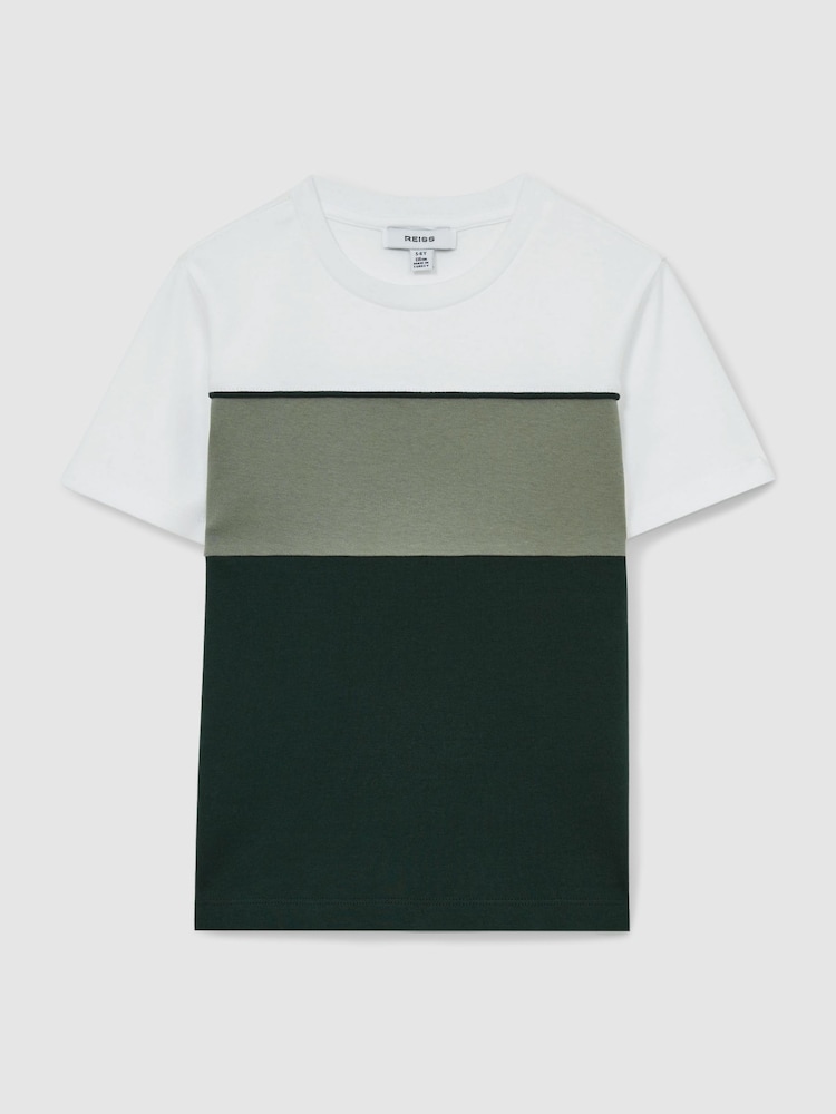Reiss Sage Multi Cole 3-9 yrs Cotton Colour-Block Piped T-Shirt - Image 2 of 4