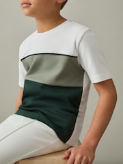 Reiss Sage Multi Cole 3-9 yrs Cotton Colour-Block Piped T-Shirt - Image 3 of 4