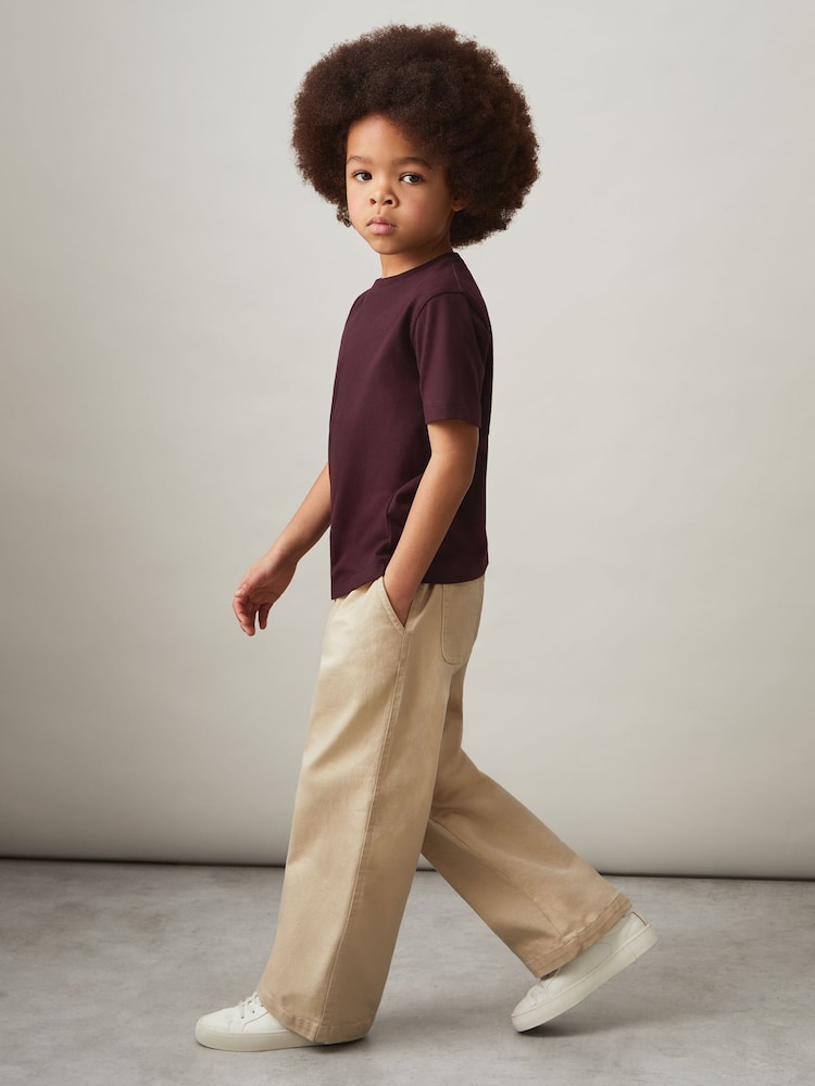 Reiss Bordeaux Honor 3-9 yrs Cotton Crew-Neck T-Shirt - Image 1 of 4