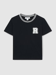 Reiss Navy Palmers 9-13 yrs Cotton Letter-Patch T-Shirt - Image 2 of 4