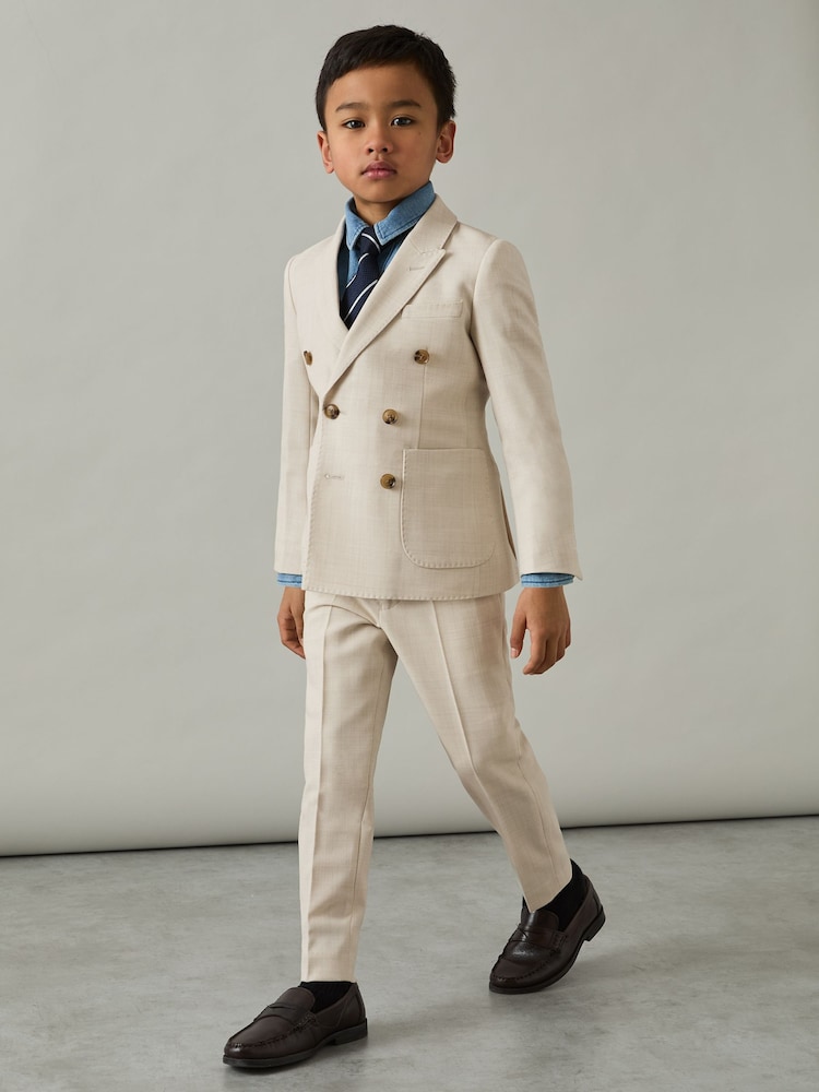 Reiss Stone Belmont 3-9 yrs Slim-Fit Trousers With Wool - Image 1 of 4