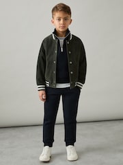 Reiss Navy Bow 13-14 yrs Cotton-Blend Ribbed Drawstring Joggers - Image 2 of 4