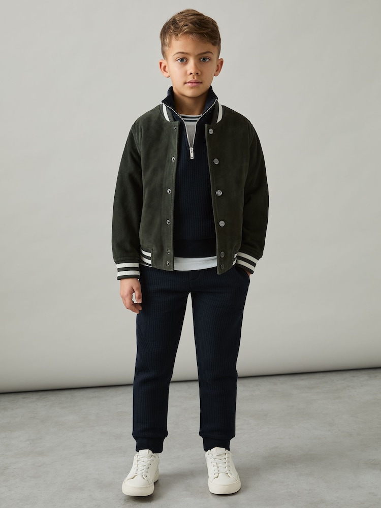 Reiss Navy Bow 13-14 yrs Cotton-Blend Ribbed Drawstring Joggers - Image 2 of 4