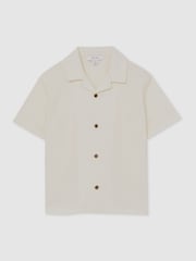 Reiss Off White Hunt 9-13 yrs Textured Cuban Collar Shirt - Image 2 of 4