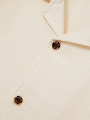 Reiss Off White Hunt 9-13 yrs Textured Cuban Collar Shirt - Image 4 of 4