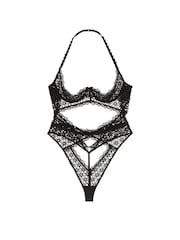 Victoria's Secret Black Geo Daisy Lace Open Cup Bodysuit - Image 3 of 3