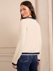 Love & Roses Ivory Tipped Gold Button Cardigan - Image 4 of 4