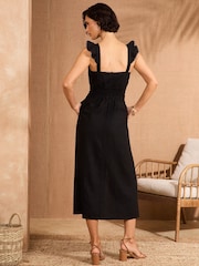 Love & Roses Black Frill Sleeve Strappy Midi Sundress - Image 4 of 4