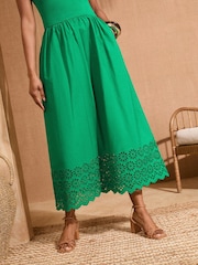 Love & Roses Bright Green Jersey Broderie Midi Dress - Image 3 of 4