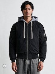 Religion Black Reversible Hooded Bomber Jacket - Image 2 of 7