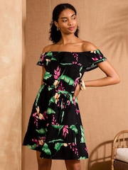 Love & Roses Bardot Ruffle Mini Dress - Imagen 1 de 4