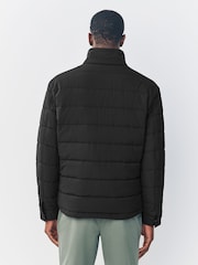 Black Quilted Shower Resistant Funnel Neck Jacket - Image 4 of 9