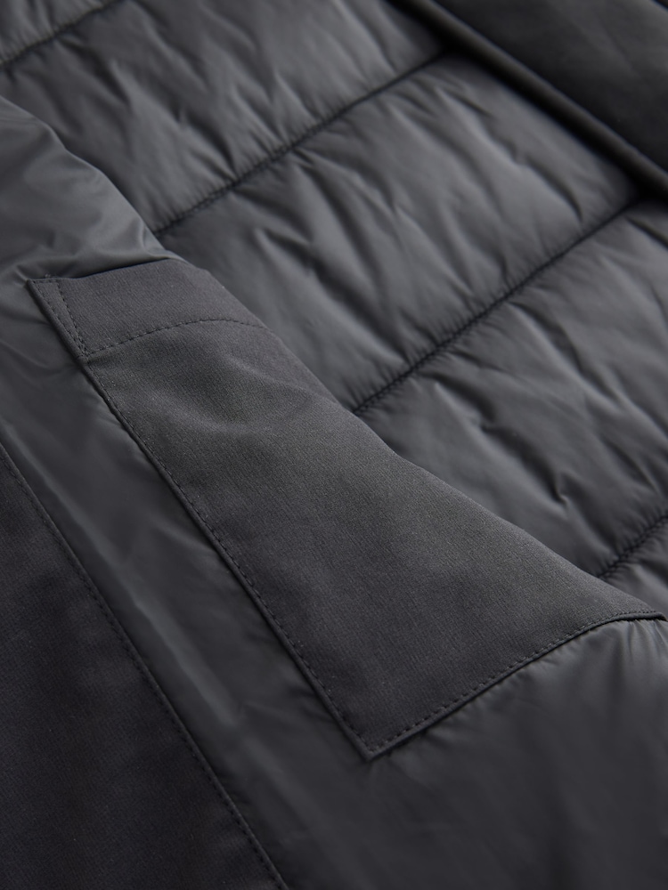 Black Quilted Shower Resistant Funnel Neck Jacket - Image 9 of 9