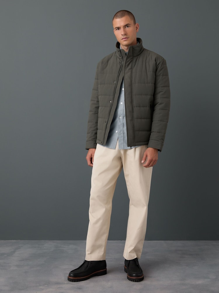 Green Quilted Shower Resistant Funnel Neck Jacket - Image 2 of 6 Green Quilted Shower Resistant Funnel Neck Jacket - Image 2 of 6