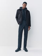 Navy Blue Quilted Shower Resistant Hooded Jacket - Image 2 of 10